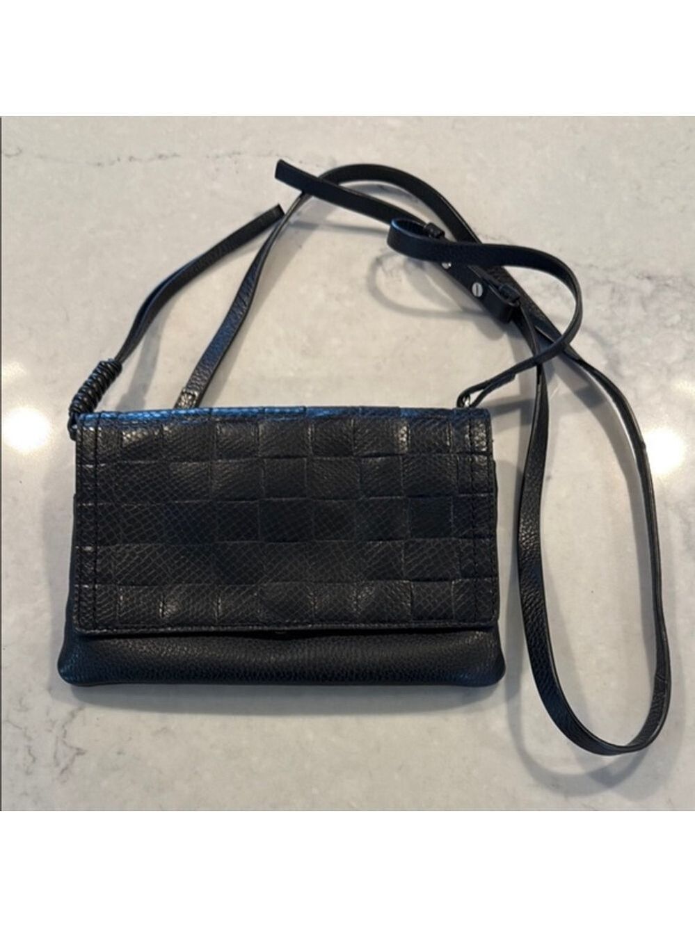Vince Camuto Black Leather Quilted Crossbody Bag